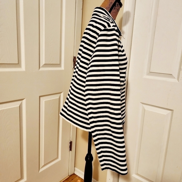 Lane Bryant Lined Asymmetrical Zip Zipper Navy White Striped Jacket Women's 22 - Picture 2 of 8